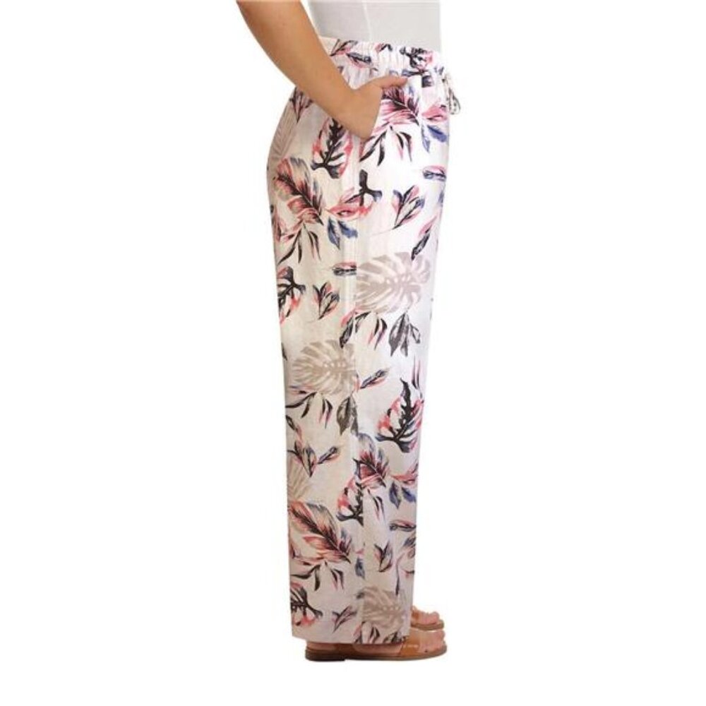 Briggs Womens Linen Blend Pants (Tan Floral Pattern, Small) - Picture 2 of 3